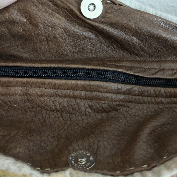 URBAN GYPSY Christina Hankins Artist Boiled Wool Tan Leather Boho Hobo Purse - Picture 9 of 11